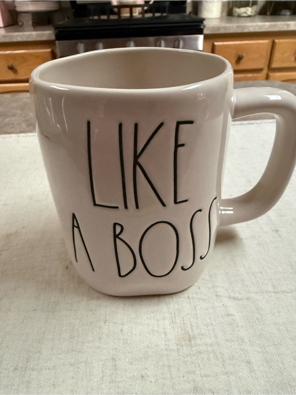 Rae Dunn Like A Boss White Ceramic Coffee Mug - Motivational Home Dining Cup